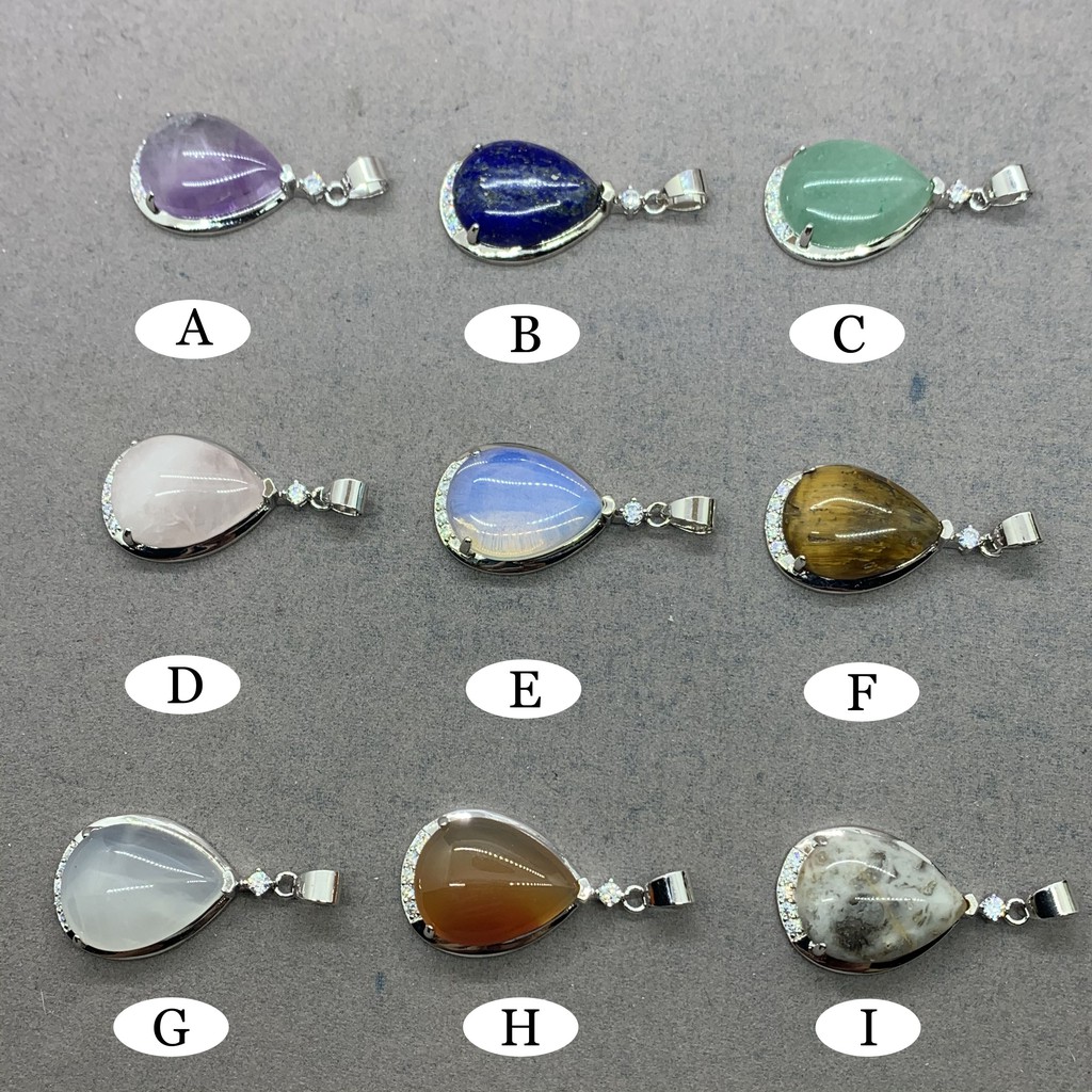 9 Types Natural Stone Steel Amethyst Aventurine Drop Pendant Diy for ...