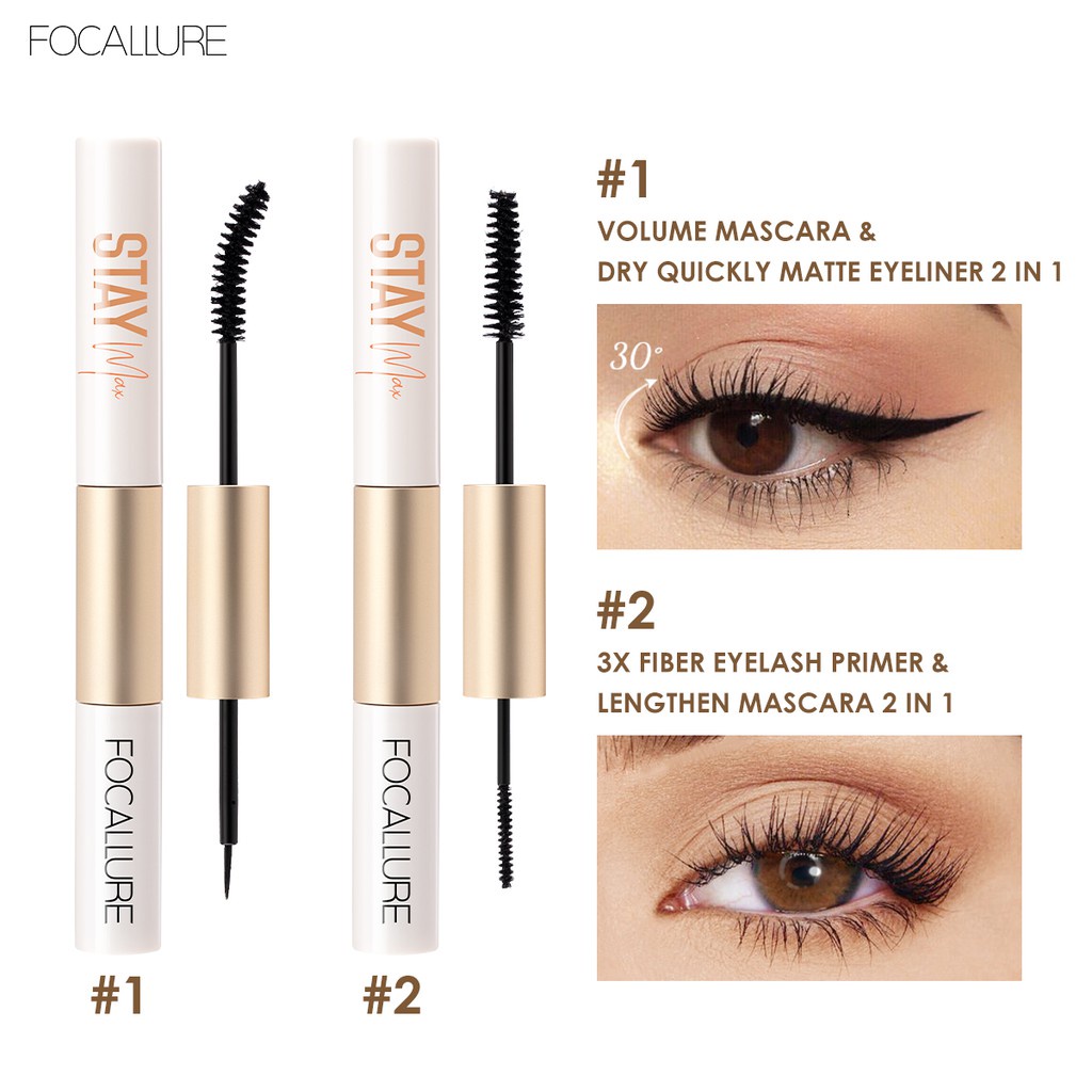 FOCALLURE 2In1 Waterproof Thick And Curling Mascara Eyeliner And