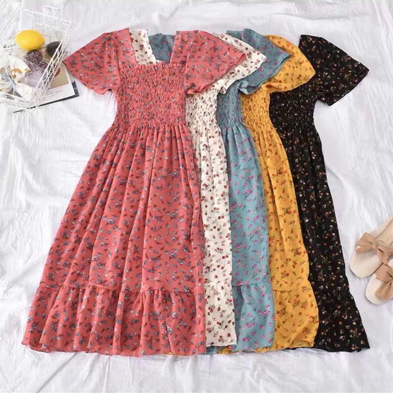 Korean ladies new floral chiffon dress for women | Shopee Philippines