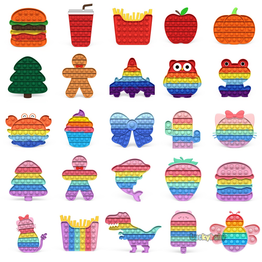 Pop It Toy Fidget Bubble Cartoon Square Unicorn Foxmind Anti Stress ...