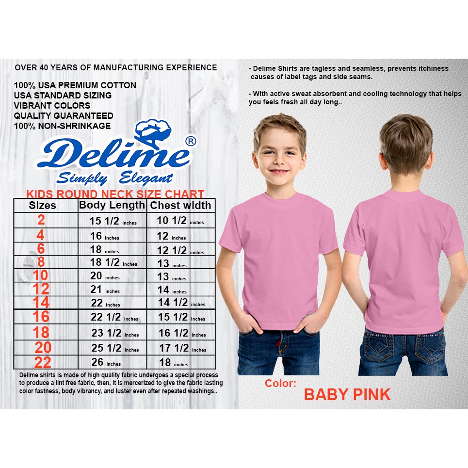 Delime Kids T Shirt Round Neck Plain Baby Pink Shopee Philippines