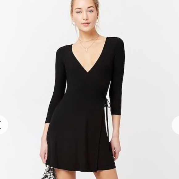 Forever 21 black wrap dress sale