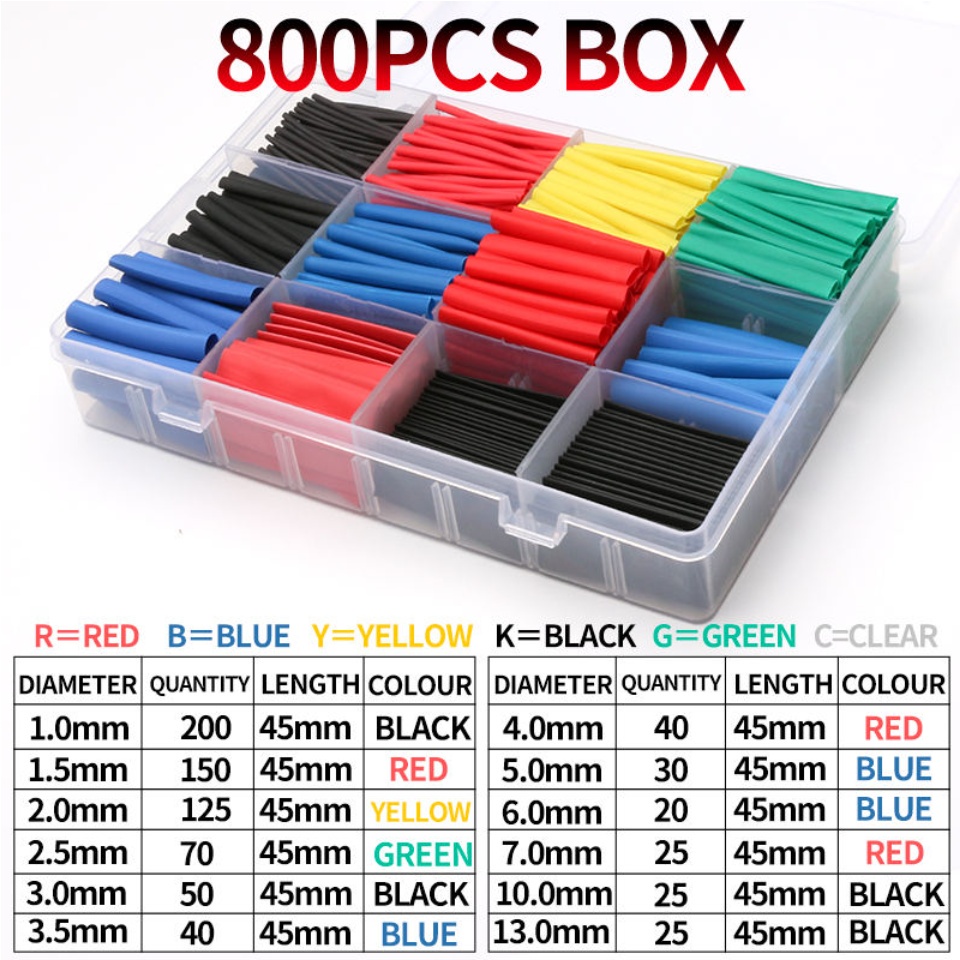 800PCS 580PCS 164PCS Heat Shrink Tube Cable Protector Insulation Heat
