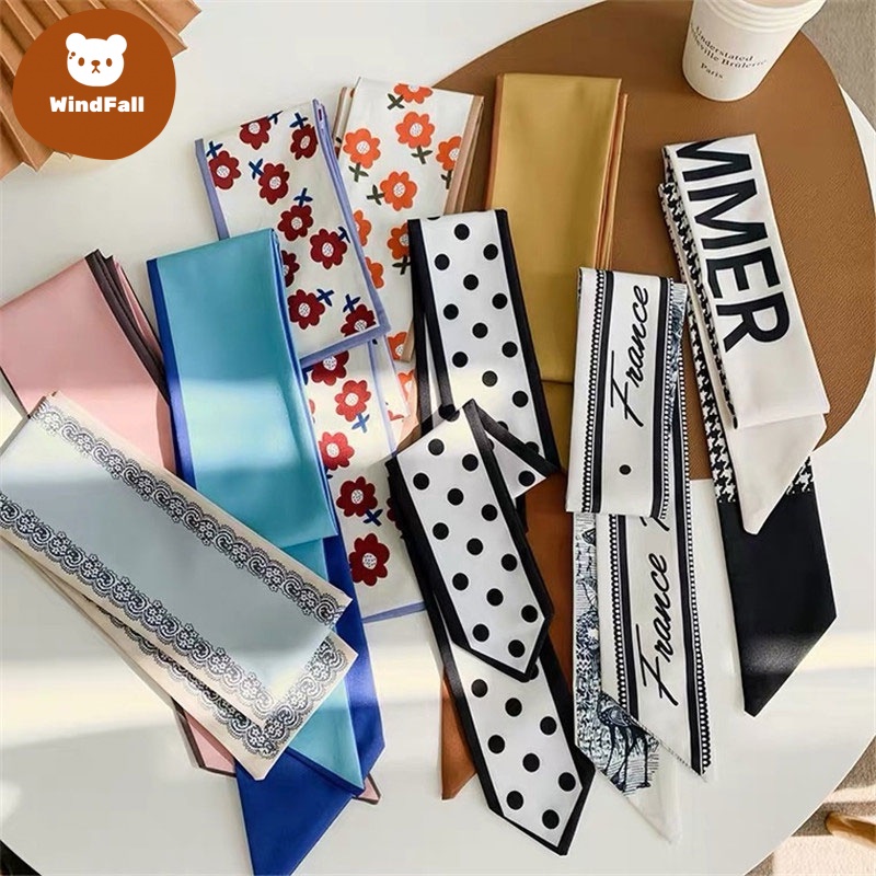 Korean Fashion Ins Silk Ponytail Hair Tie Elegant Scarf Ribbon Bow Hair ...
