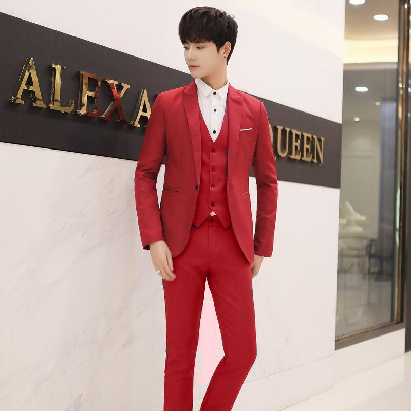 Handsome Groom Wedding Suit Men Suits Jacket Pants Vest Tie 3 Pieces Formal Men Suits Set for Wedding Prom Dinner Groom Tuxedos Shopee Philippines