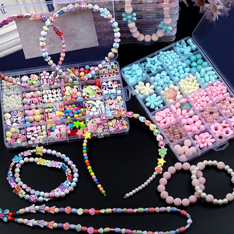 Birthday toys 24 grid Beads Set Kids Toy Spacer Bead Bracelet Jewelry ...