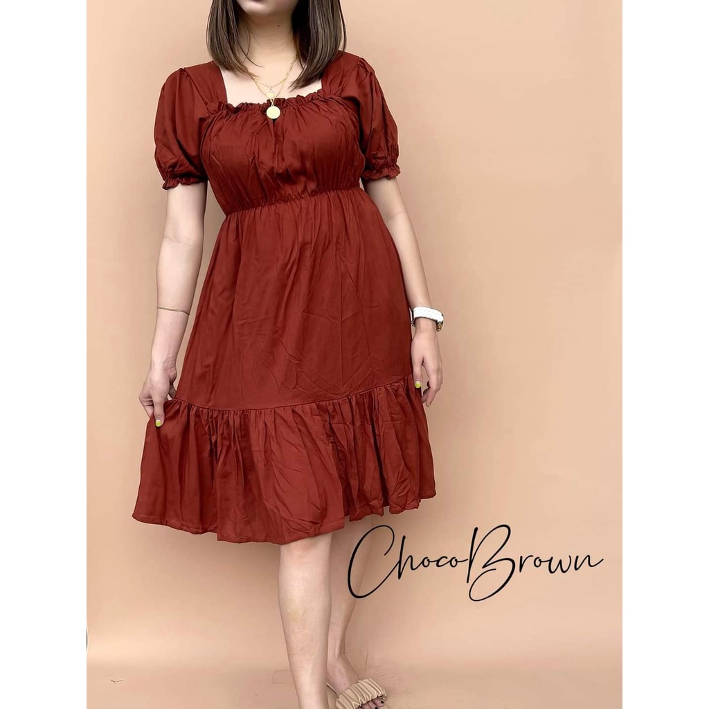 BEST SELLING DRESS!!! BANGKOK STYLE PUFF SLEEVERUFFLE HEM PLAIN DRESS Shopee Philippines