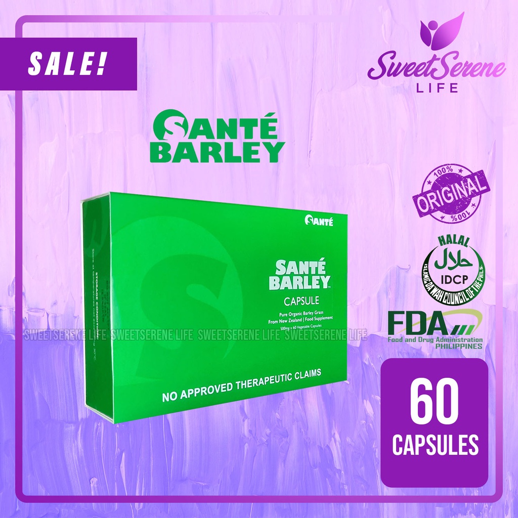 Sante Barley Capsule (60 Capsules) (500mg) - Pure Organic Barley Grass ...