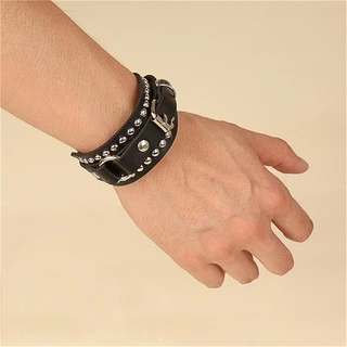 Cross Bracelet Leather Wristband Cuff Goth Gothic Punk Armband for Women  Man 