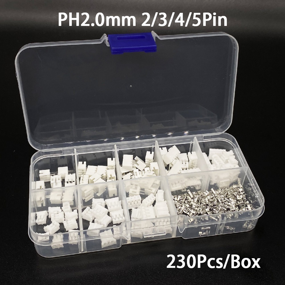 230Pcs/Box PH2.0 2p 3p 4p 5 Pin 2.0mm Pitch Terminal Kit / Housing ...