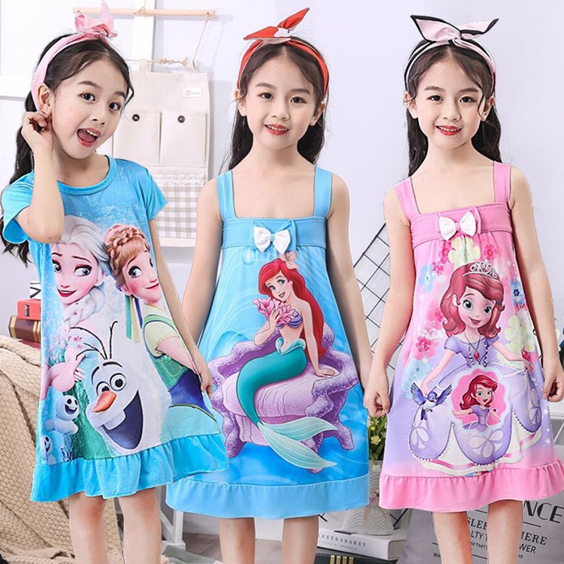 NNJXD Frozen 2 Elsa Dresses Summer Night Dress Children Girl Pajama Children home Clothing Baby Cartoon Elsa Dress Nightgown Girl Sleepwear Robe Shopee Philippines