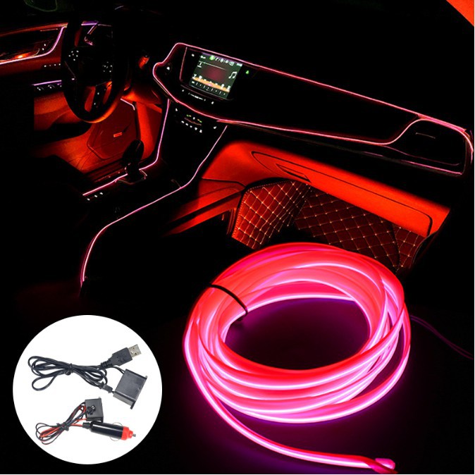 1/2/3/5m car interior lighting neon light EL wire rope tube surrounding ...