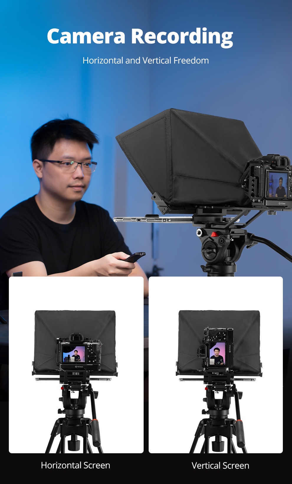 AMBITFUL T14 Big Screen Prompter Professional Interview Foldable