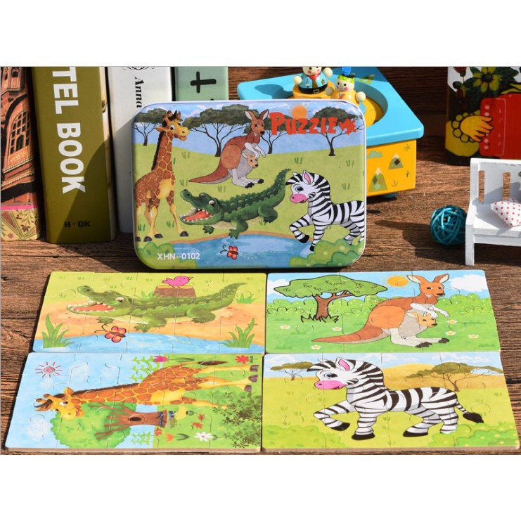 Synthetic Puzzle Jigsaw Puzzle Set (Can Jigsaw 4 Pictures) | Shopee ...