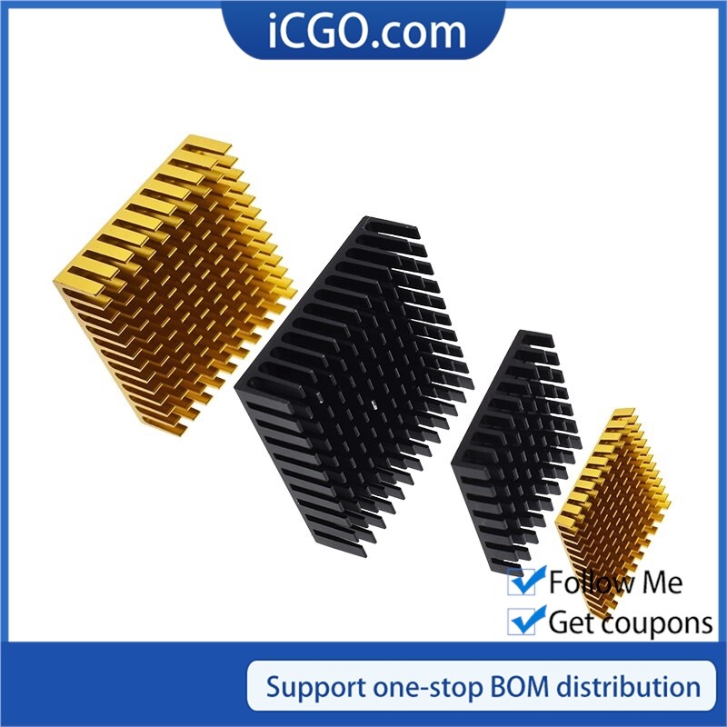BNTECHGO 4x Kühlkörper 40x40x11 Mm Gold + 4x Thermopads – Für PC, Raspberry Pi & Elektronik