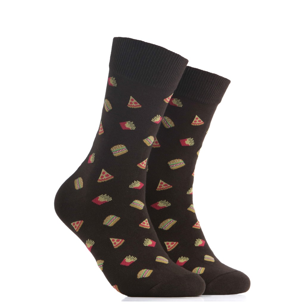 Iconic Socks Junk Food Pattern Crew Length Mens Formal Socks | Shopee ...