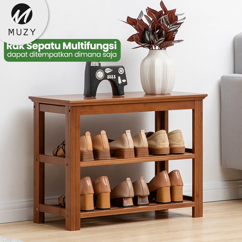 KAYU Muzy Bookshelf Wooden Shoe Rack Multi-Purpose Storage Rack Shoe ...