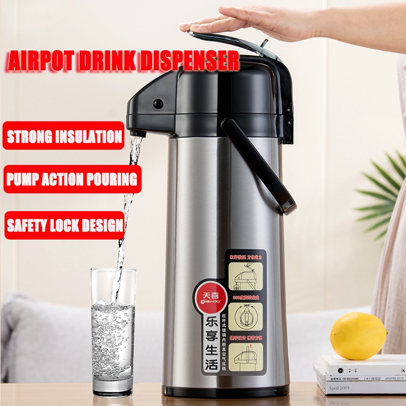 Household Airpot Thermos Bottle 3L Hot Beverage Dispenser Coffee Dispenser  with Pump