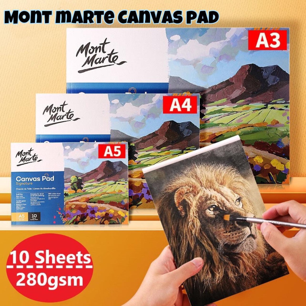 Mont Marte 280gsm Canvas Pad [ A5 /A4/A3 Sizes ] [ 10 Sheets ] Shopee