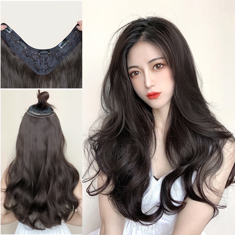 Wig Piece Female Long Hair One Seamless Curly Patch Fluffy Big Wave U Shaped Extension Invisible 2143