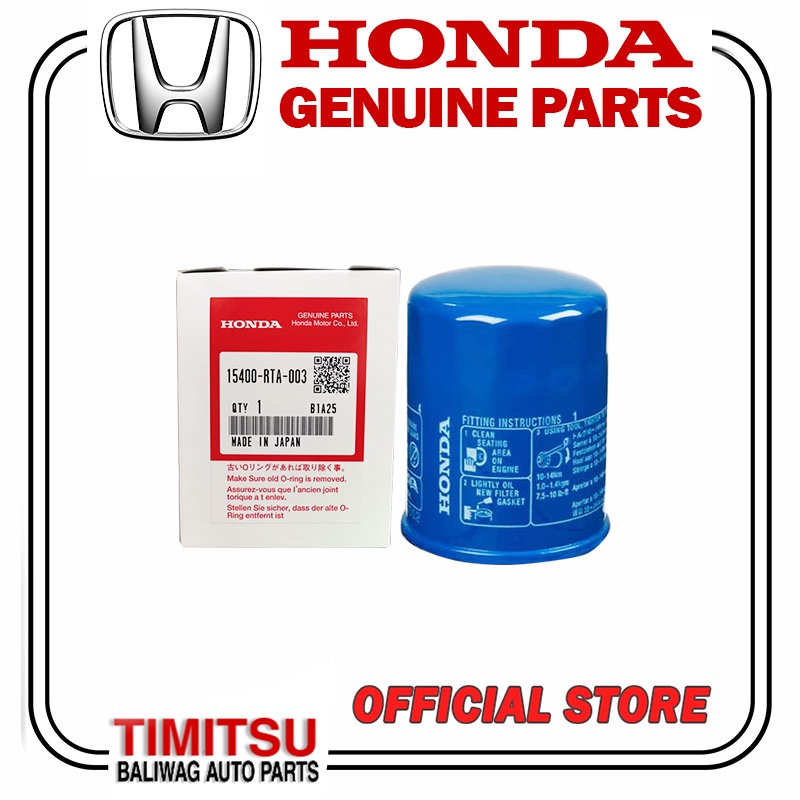 Oil Filter Honda City Civic Jazz Cr V Honda Genuine Pn Rta Shopee Philippines