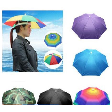 Sun Umbrella Hat Outdoor Foldable Head Strap Golf Fishing Camping Headwear  Cap
