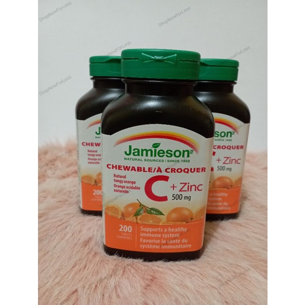 JAMIESON Vitamin C + Zinc 500mg Chewable Tablets (200pcs) Shopee