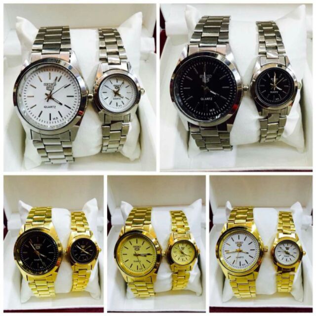 Watches Seiko Couple Silver USA Japan Seiko 5 Jewels Watch