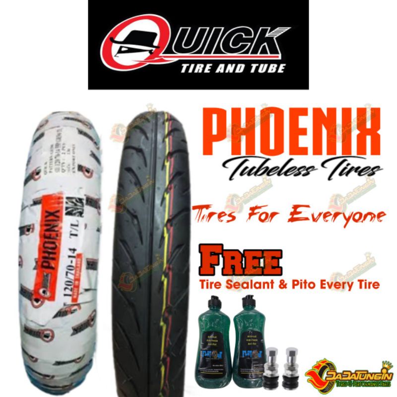 QUICK Tire Phoenix Tubeless Motorcycle Tire Sizes 14" & 17" w/ Free