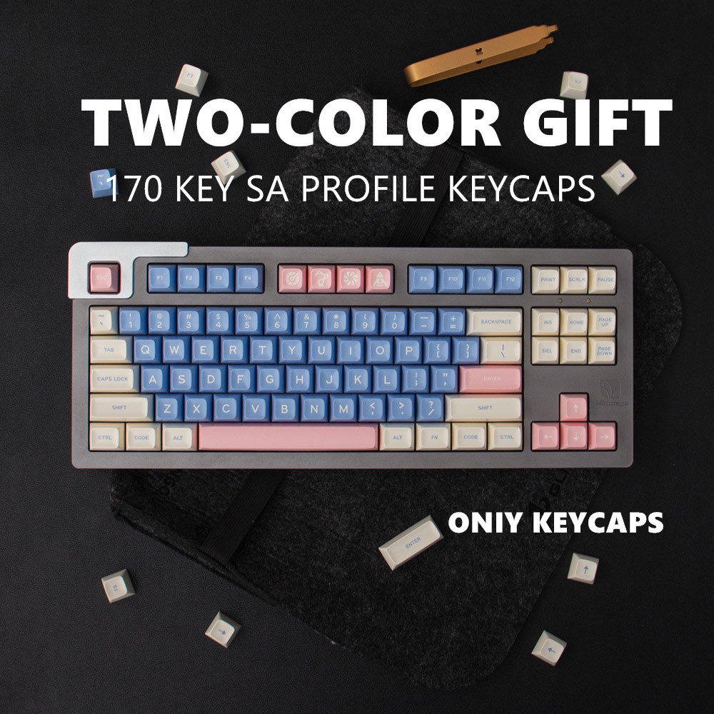 TWO-COLOR GIFT Keycap 170 Keys SA Profile Double Shot ISO Enter 6.25U ...