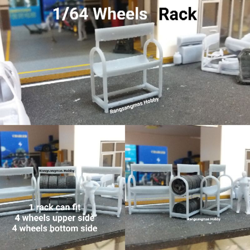 1/64 Resin Wheels Rack For Hot Wheels garage diorama tool tomica ...