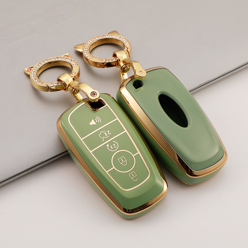 Gold Edge Car Key Case Chain For Ford Mondeo Explorer Edge Expedition F ...