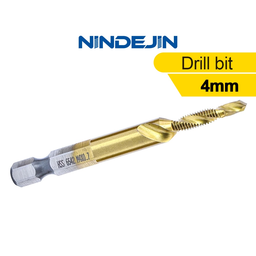 NINDEJIN M4 Metric Thread Tap Drill Bits Set Hex Shank Hss 6542 Screw ...