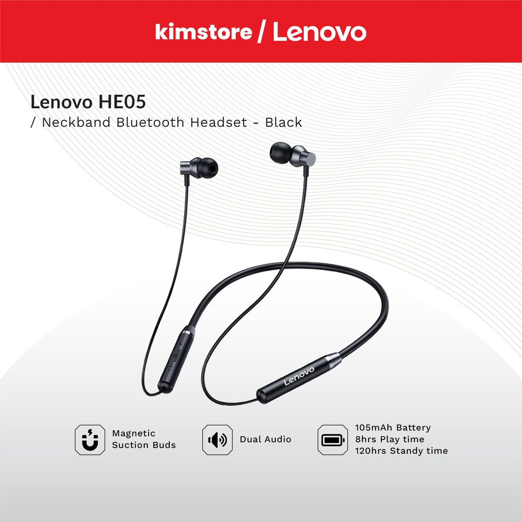Lenovo HE05 Neckband Bluetooth Headset | Shopee Philippines