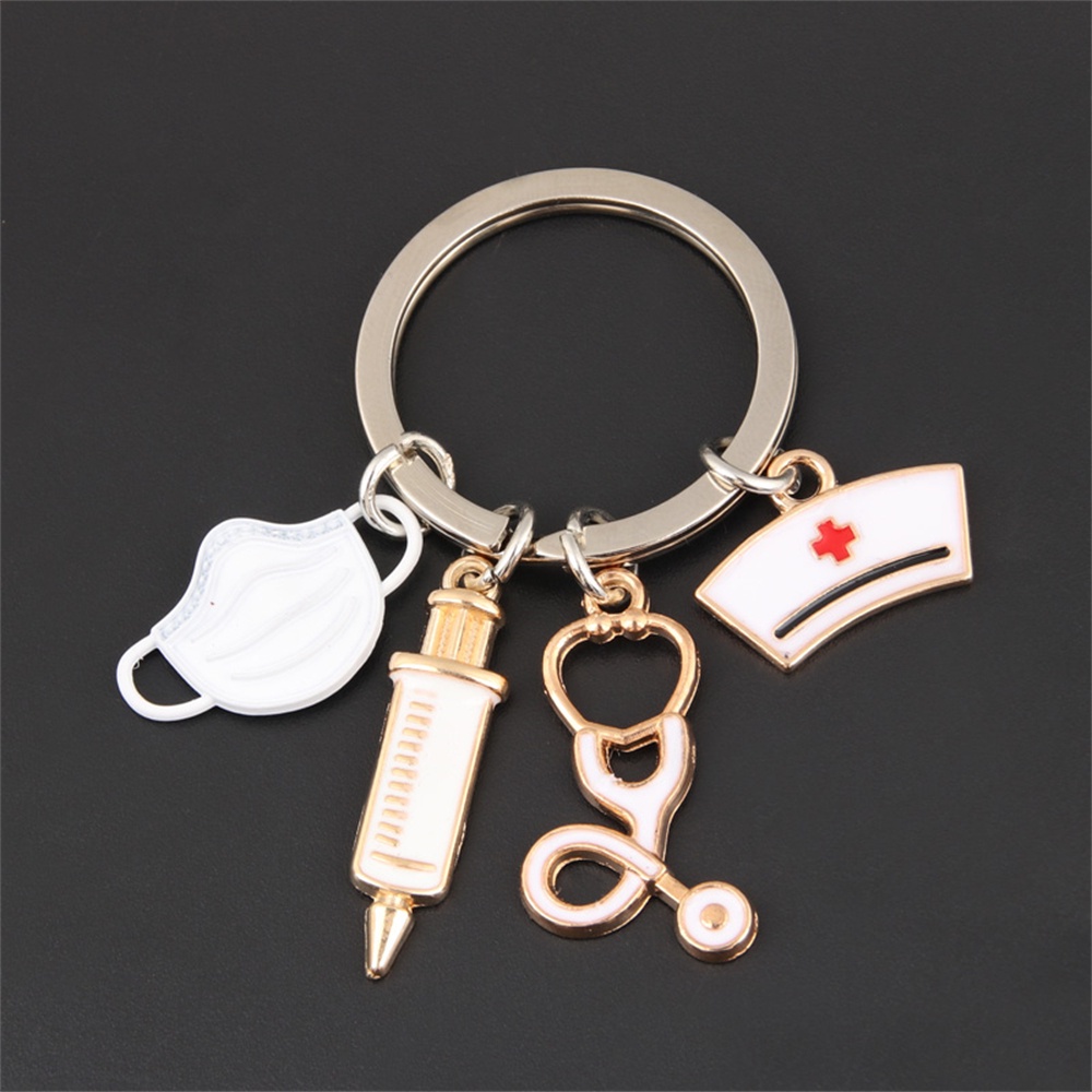 New Doctor Keychain Medical Tool Key Ring Injection Syringe Stethoscope ...