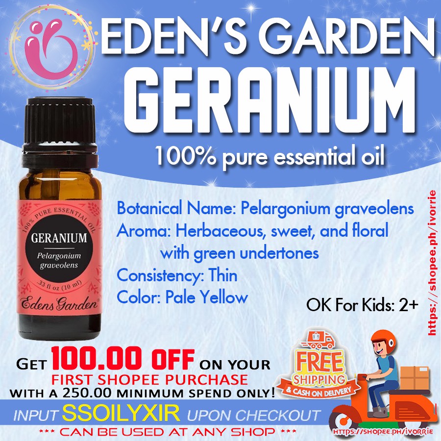 Eden's Garden GERANIUM 100% pure undiluted essential oil | Shopee ...