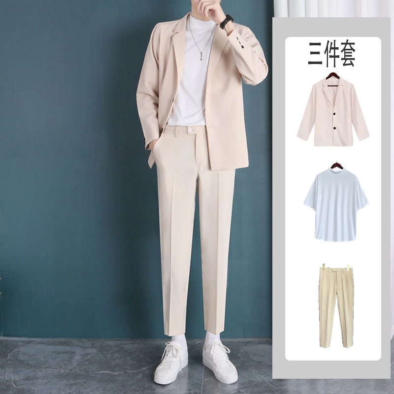 Business Formal Wear Plus Size Swallowtail Three-piece Solid Color Korean Men's Suit main image 1