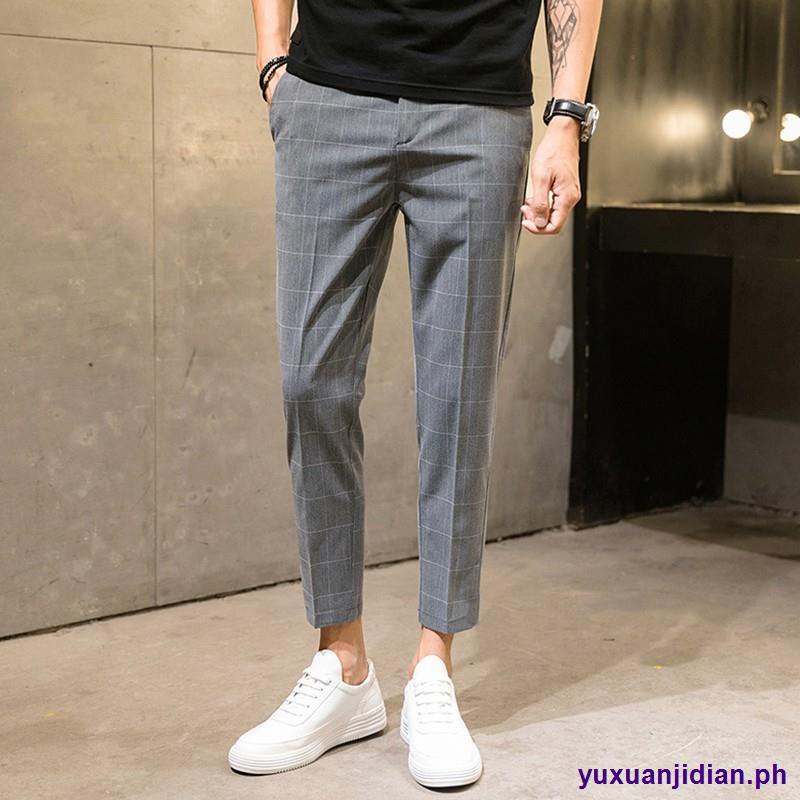 Men's Small trousers size slim fit ankle skinny pants Korean casual ...