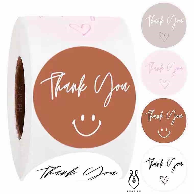 MUSE.PH 500pcs/roll cute smiley face sticker, Store shopping thank you ...
