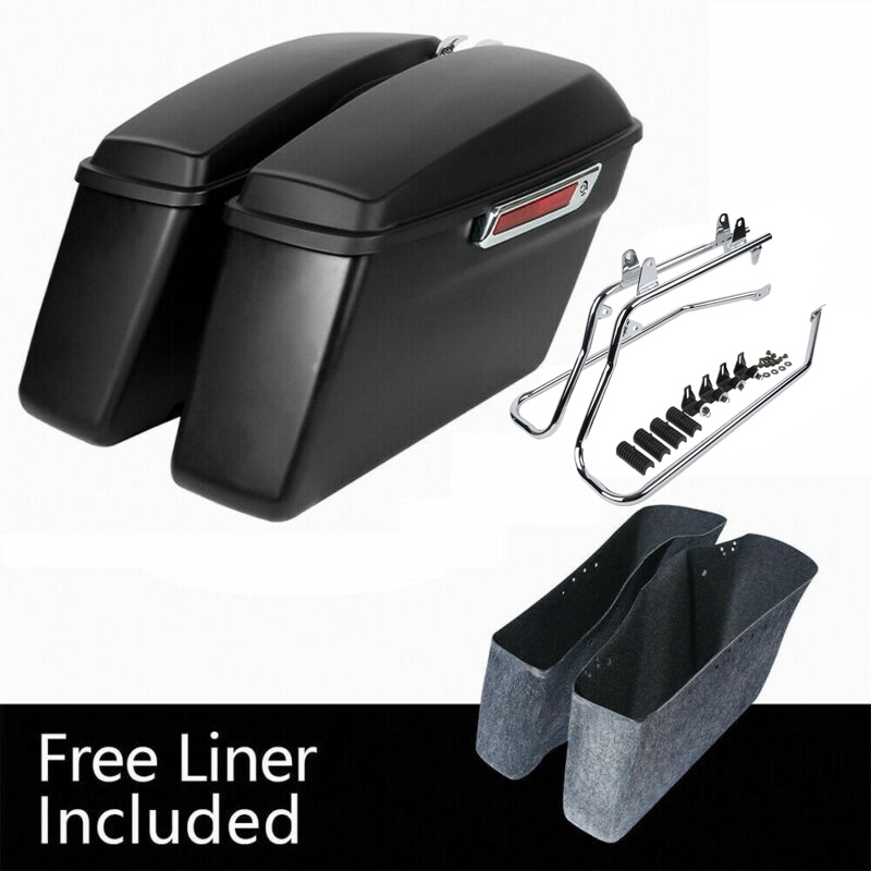 original Motorcycle Hard Saddlebags Saddle Bags & Conversion Brackets For Harley Softail Fatboy