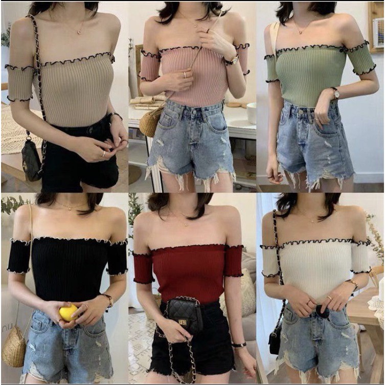 Off shoulder crop top shopee new arrivals