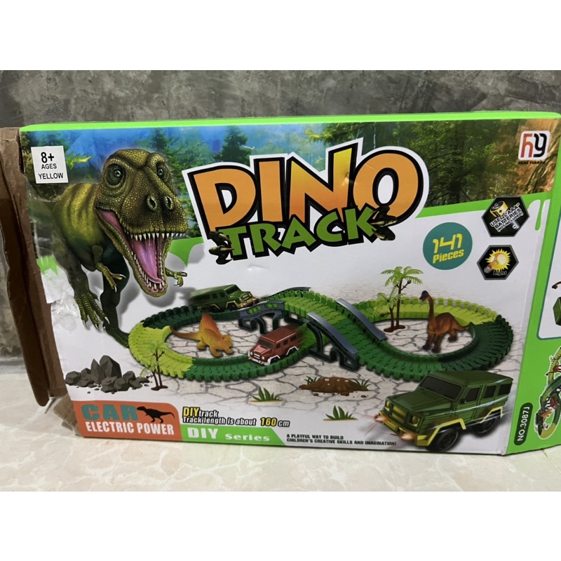 DIY dino trach with electric led car Dinosaur Track Kit with 1 Running ...