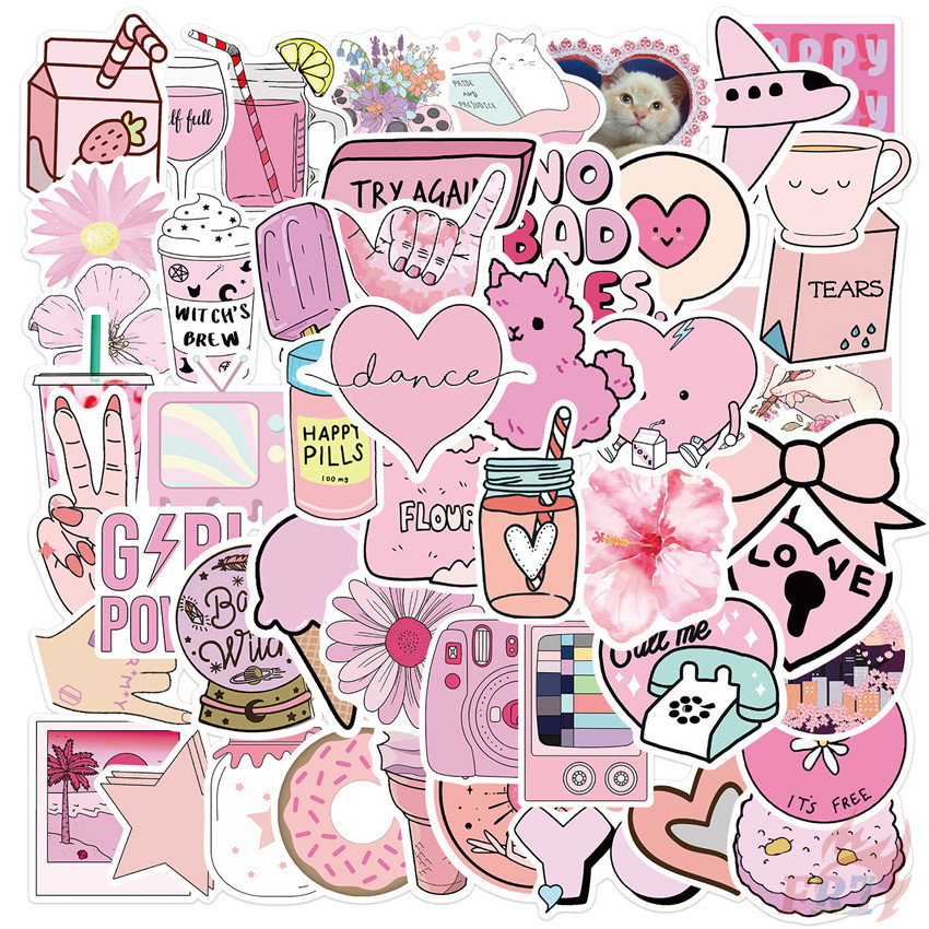 VSCO： Pink Romantic Series 05 - Pink Girl Power Graffiti Stickers 50Pcs ...