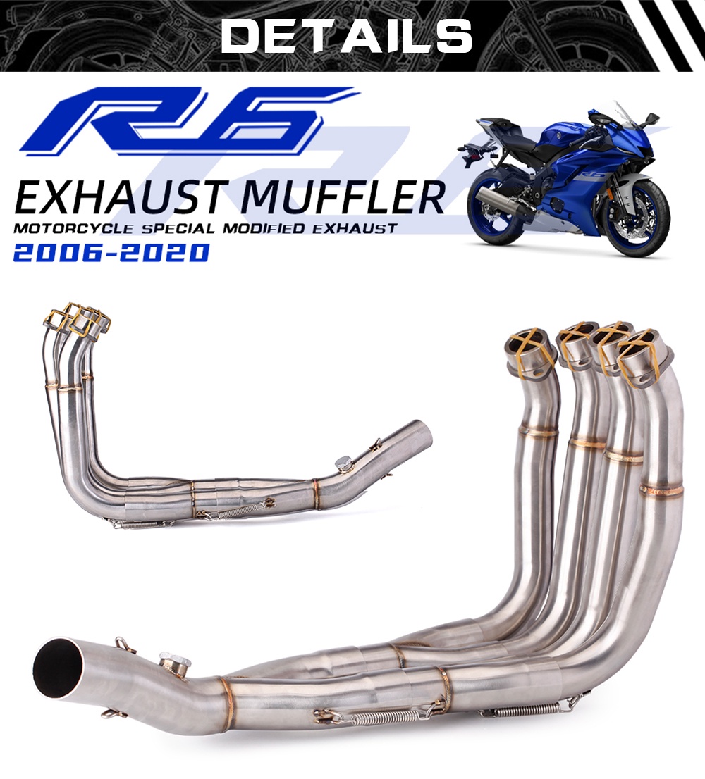 YZF-R6 R6 2006-2020 Motorcycle Modified Exhaust Muffler Front Header ...