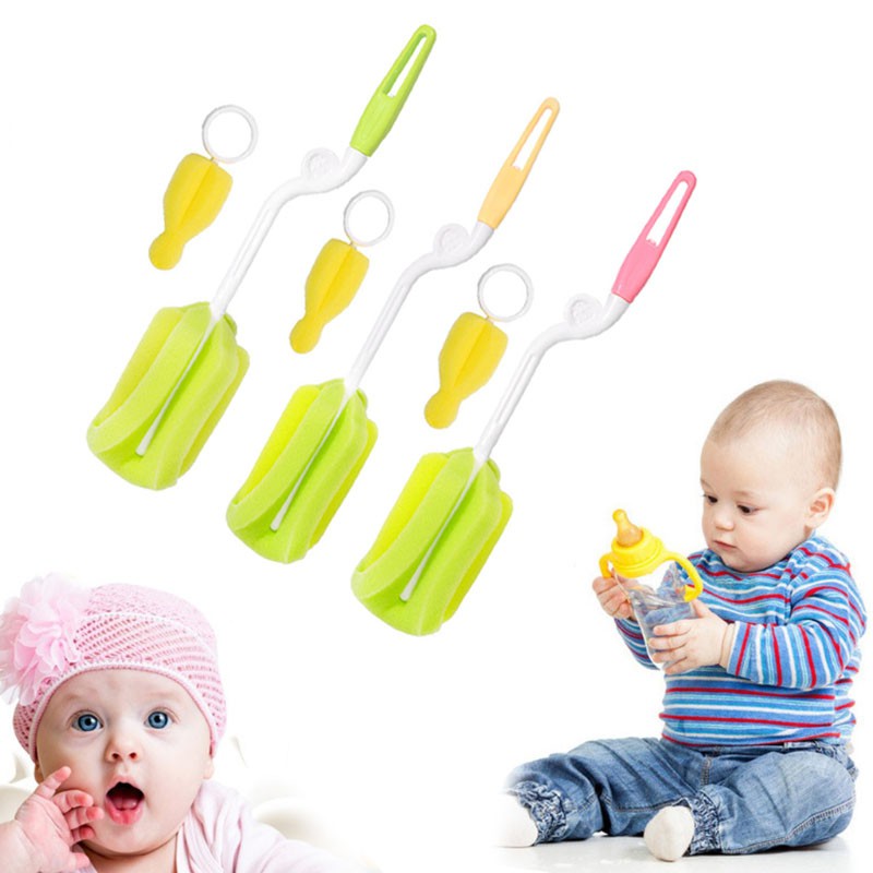 Baby Bottle Cleaning Brush Tool Nipple 360 Degrees Rotating Sponge ...