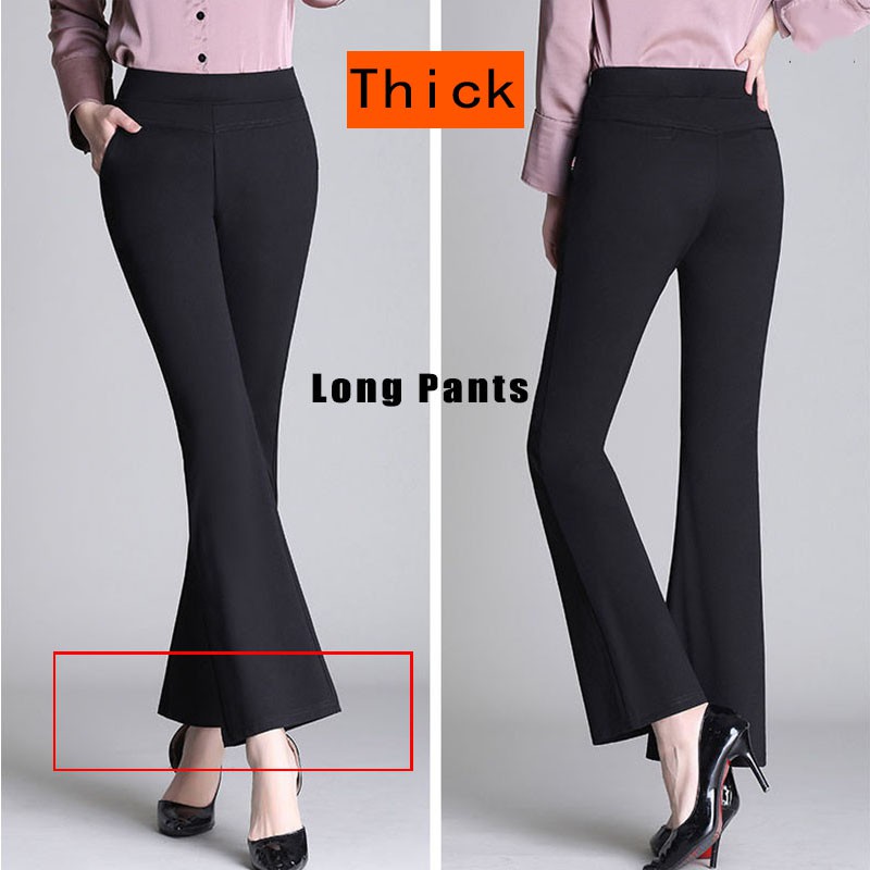 Black Flare Pants for Women High Waist Slacks Plus Size Slocks Solid ...