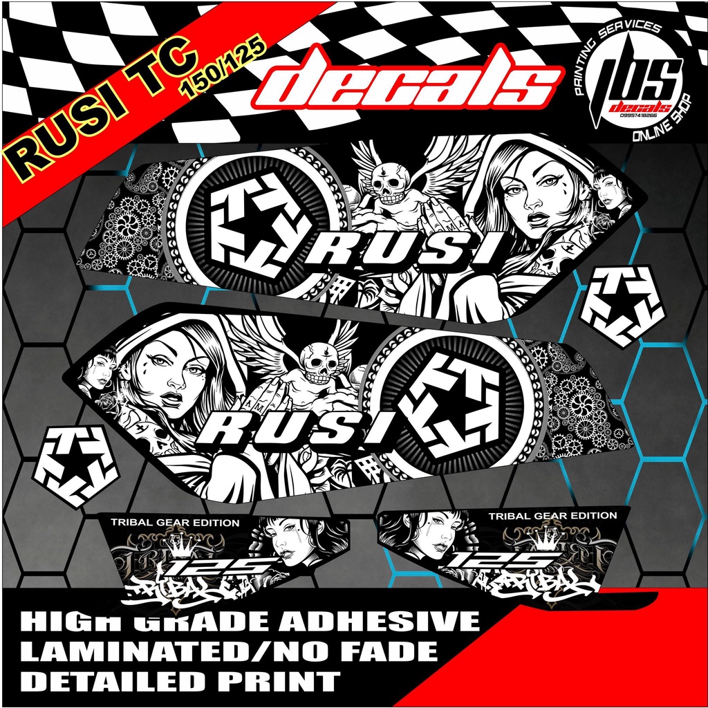 RUSI TC 125 TRIBALV1 LAMINATED DECALS | Shopee Philippines