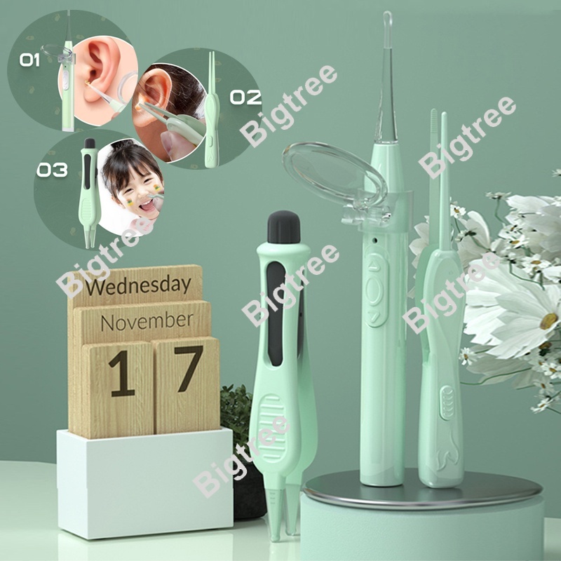 Baby Ear Cleaner Ear Wax Removal Tool Kit Infant Earpick With Led Light Ear Tweezers Flashlight