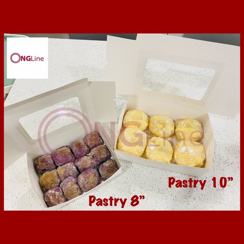 10 Pcs Pastry Box White Glossy Ensaymada Mamon Ube Pandesal Cheese