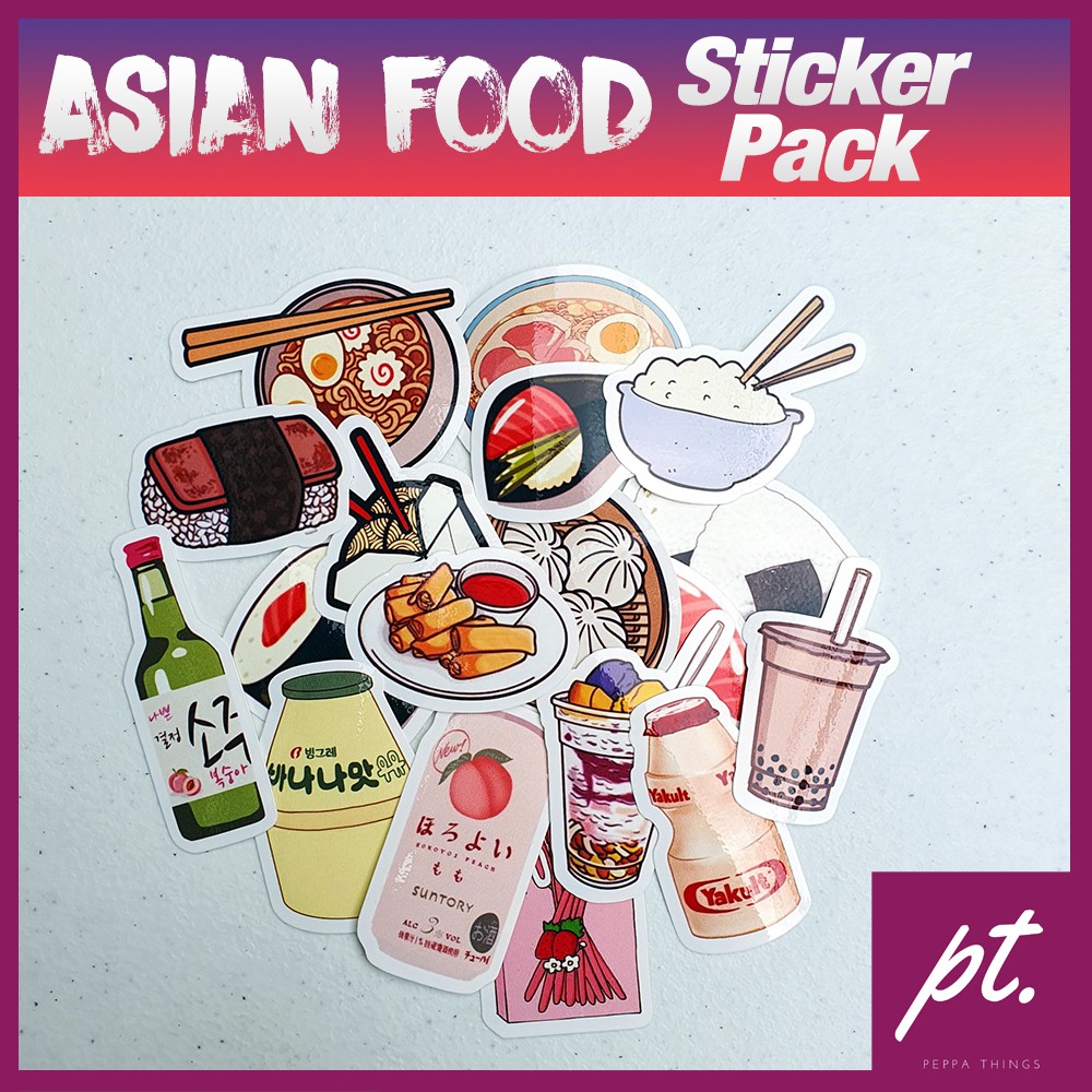 Asian Food Snacks Vinyl Waterproof /Weatherproof Stickers with Matte ...